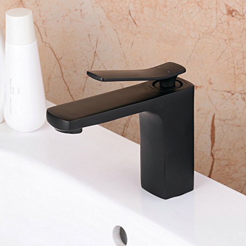 Hiendure ® Schwarz Wasserhahn bad Einhebelmischer Waschbecken Armatur Waschtischarmatur Badarmatur Waschbeckenarmatur Mischbatterie f.Badzimmer - 5