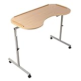 NRS Healthcare M99394 Adjustable Curved Over Bed/Chair Table with Lockable Castors