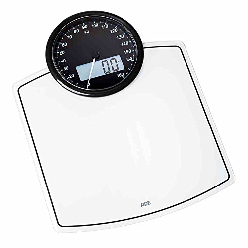 ADE Digitale Personenwaage BE 1500 Luna. Elektronische Badezimmerwaage mit analoger und digitaler Anzeige mit Hintergrundbeleuchtung. Zur genauen Gewichtsbestimmung bis 180 kg. Inkl. Batterie. Weiß - 2