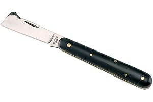 AUSONIA - COUTEAU À GREFFE GREFFOIR NOIR DE 17 CM, LAME 7 CM EN ACIER INOX ET MANCHE EN FAUSSE CORNE