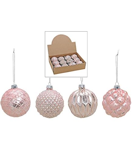 MC-Trend Kerstdecoratie Set Vitbis Glazen Kerstbal Enkele Bal Ei Transparant 12 Cm Met De Hand Bruin Goud Design