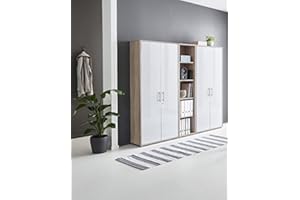 BMG-MOEBEL.DE abschliessbare Regalwand Aktenschrank Büroschrank Schrankwand Büromöbel Regal Office Edition in Eiche Sonoma/weiß (Set 10)