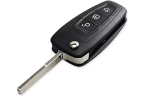 CAR PASSION Carcasa Llave Mando Flip Compatible con Ford Focus Mondeo Fusion Fiesta Ka Kuga Ecosport S-MAX C-MAX Tourneo Transit Repuesto 3 Botones Hoja HU101