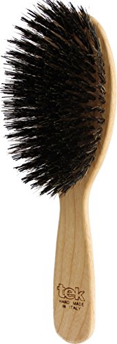 Tek cepillo para el pelo oval grande de madera de fresno con cerdas de jabalí - Hecho a mano en Italia