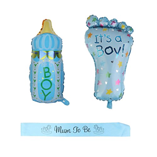 MagiDeal Baby Shower Party Ballons (Fuß + Milchflasche) + „Mum to be“ Schärpe Set - 6