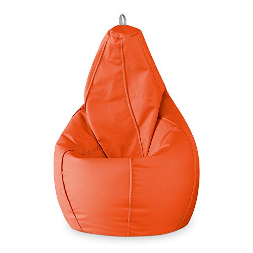 Hand Fotos Puff de Pera, Piel, Naranja, XL (130x80x80 cm)