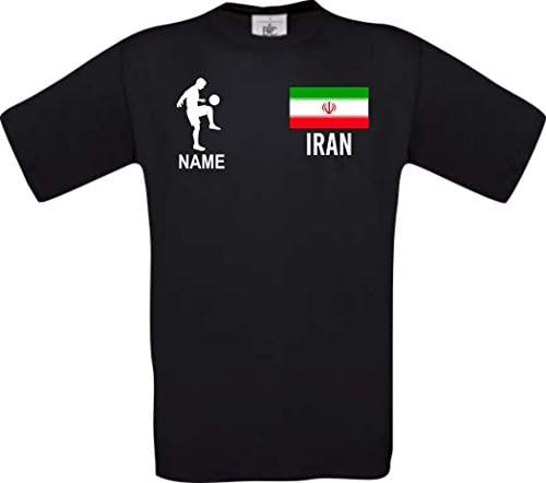 Shirtstown Men's T-Shirt Football Shirt Iran With Your Desired Name With Print - Black, L