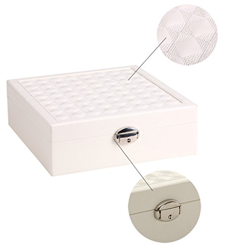 iSuperb® Schmuckkoffer Schmuck Box Organizer Schmuckkasten PU Leder Display Reise Tasche Aufbewahrung für Ringe Ohrringe Halskette Armreif Armbanduhr für Mädchen Damen 25,3 x 25,3 x 8,5 cm( schwarz) - 7