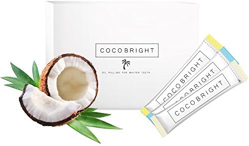 Teeth Whitening with COCOBRIGHT | 14 Days Organic Coconut Oil Pulling Detox Cure | Natural Alternative to Teeth Whitening Stripes | Mint, Lemon, Vanilla Mix
