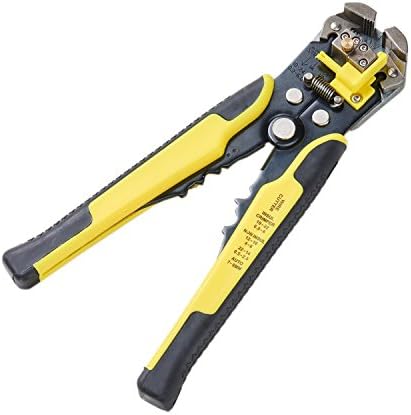 Cymuros WCY900348 Wire Stripper Plier,Self-Adjusting Automatic Wire Stripper Professional Multifunctional Wire and Cable Crimping Stripping Cutting Pliers Terminal Tool Wire Crimper Stripper Cutter AWG24-10(0.2~6.0mm²) Yellow