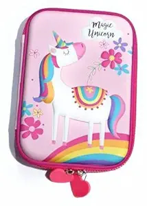 Mistazzo Unicorn Pencil Case,Unicorn Embossed Hardtop Pencil Case - Kids Large Pen Holder Box with Multi- Compartment - Girls Cosmetic Pouch Bag Stationery Organizer (Style 10)