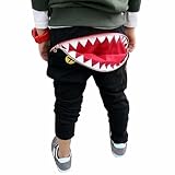 Malloom Niños chicos chicas cremallera tiburón dientes harén pantalones pantalones (4-5 años, negro)