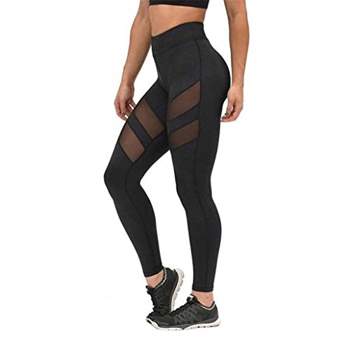 Bluestercool Frauen Fitness/Workout Leggings Mesh Patchwork Leggings Skinny hohe Taille Push-Up Hose