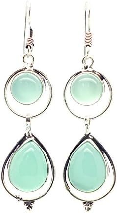 tanglz Earrings with Chalcedony and Sterling Silver 925/1000 Harmonise The Mind, Body, Emotions And Mind Free Shipping with Tracking