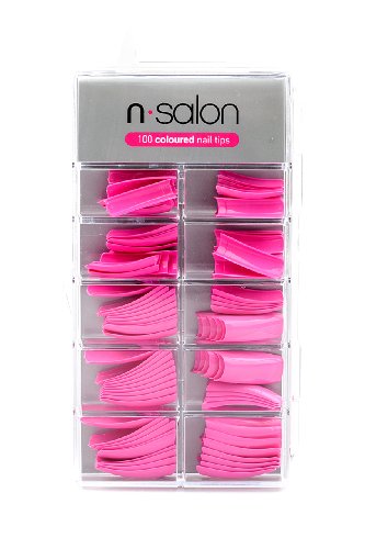 N Salon 100 Coloured Nail Tips - Deep Pink