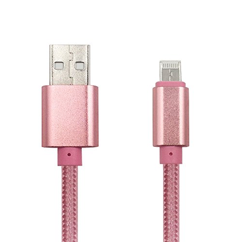 Ein Stecker USB Kabel für Android und iPhone, 3.3ft Reversible Micro-USB-ladekabel und Blitz-Kabel Nylon Geflochtene 2 in 1 Beigetreten Cord Sowohl Gebühr und Datenübertragung für Android / iOS / GPS / MP3( rosa) - 2