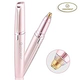 Eyebrow Hair Remover, Vogcrest Electric Painless Eyebrow Trimmer Epilator for Women, Portable Eyebrow Hair Removal Razor with Light - Rose Gold