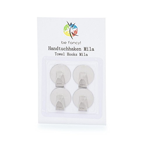 be fancy! 4 Premium Handtuchhaken Mila, selbstklebend, aus Edelstahl, ohne Bohren, 3.5 cm, im Set - 6