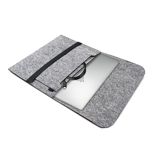 kwmobile Laptoptasche Filz Sleeve für 12,5″ 13″ 13,3″ Laptop / Ultrabook – Notebook Tasche Schutzhülle Laptop Case Hülle in Grau mit Innentaschen Innenmaße: ca. 34,5 x 26 cm - 6