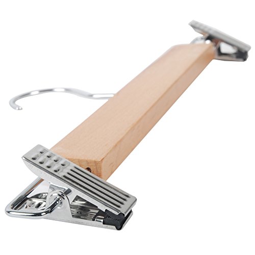 LOHAS Home® naturfarbige Holzkleiderbügel für Hosen und Schoss mit zwei Einstellbaren Anti-Rost-Clips, 10er-Pack - 6