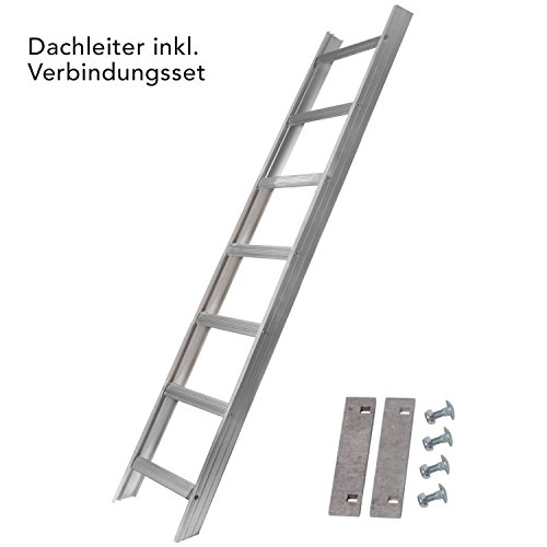 Alu Dachleiter Set 5,88 m ohne Farbe mit Dachhaken zur Montage gerade auf Holzbohlen inkl. Auflageschutz und Aushebesicherung, Made in Germany, DEKRA geprüft, Dachdeckerleiter, Dachauflegeleiter - 8