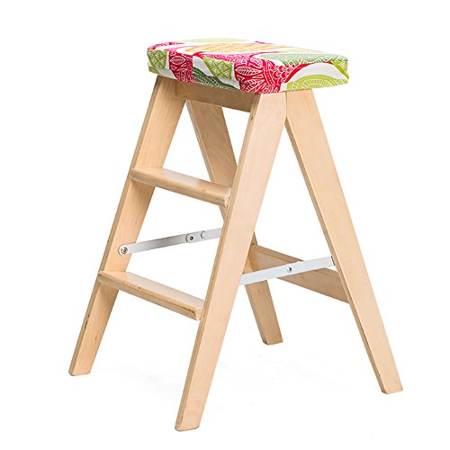 Preisvergleich Produktbild TH Klappstufen Faltbarer Schritt-Schemel-Küchen-Hoher Schemel Haushalts-Schritt-Schemel Tragbarer Fester Hölzerner Sitzbank-Erwachsener Multifunktions- faltender Schritt-Schemel (Farbe : Style-1)