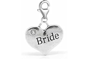 JewelleryJoy Heart Rhinestone Message Charm Bracelets Dangle Bead Lobster Silver Plated Memorable Gift in Organza Gift Bag Present