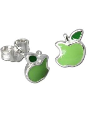 Tee-Wee Kinder Ohrring angebissener Apfel grün 925 Sterling Silber Kinderohrstecker Kinderschmuck SDO604G