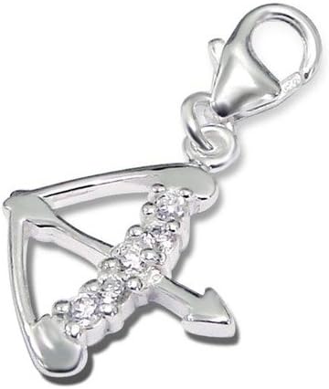 Sagittarus Zodiac Sign Lobster Charm in 925 Stamped Sterling Silver with Cubic Zirconia