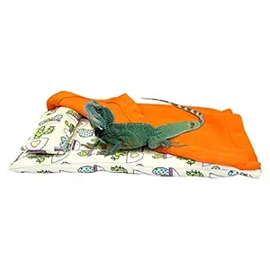 Reptile Sleeping Bed, Soft Small Animal Sleep Bag Pet Supplies with Pillow for Bearded Dragon, Warm Comfy Beardie Sleeping Bag Blanket Bedding, Lizard Sleepy Bed Habitat Hideout Sleep Pouch for Gecko