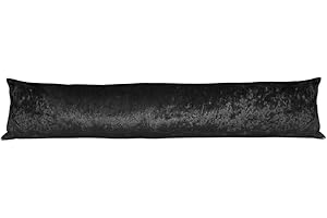 ORIGINAL SLEEP COMPANY Bedding Direct Uk Door Draught Excluder Luxury Crushed Velvet Sausage Perfect For Retaining Heat in Colder Winter Months in Black - 85cm x 20cm Wind Stop Pillow Draft Excluder