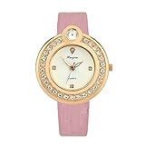 IG Invictus Luxus Damen Metall Quartz Lether Gürtel Zifferblatt mit Diamant Damenuhren Ruijiu mit Diamant beiläufiger Uhr ZYBFLS 46 MIT Drill lässig auf rosa