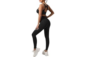 SISAY Tenue de Sport Femme Ensemble Running Pantalon Legging et Crop Top Dos Nu Sexy Vetement Musculation 2 Pièces Survêtement Entraînement pour Yoga Pilate Jogging Gym Fitness Danse Sweatsuit Ete