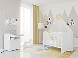 Polini Kids Kinderzimmer Set Simple Kombi-Kinderbett mit Wickelkommode in weiß