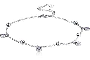 Silvora Pulsera de Tobillo Plata de Ley Serpiente Rosa Abalorio Cadenas Cubanas para Mujeres Hombres, Pulseras Tobillera para Playa Piscina Playa Calle