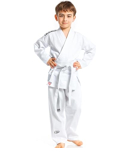 Judogi Pour Enfant DanRho Avec Bandes Sur Les épaules - 100% Coton, Tailles 110 à 180 Cm, Renforts Aux Genoux - 6