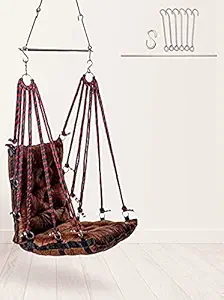 Jairi Traders Grande Swing for Adult & Kids Hanging Chair for Balcony, Hanging Jhula Hammock Indoor & Outdoor for Home, All Accessories Included Capacity -200kgs (Color -Brown)
