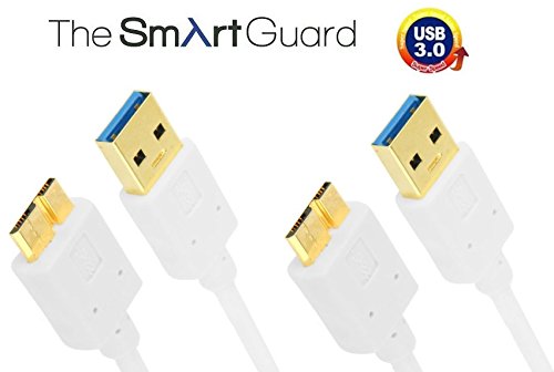2 x Samsung Galaxy S5 Ladekabel / Datenkabel / Kabel (USB 3.0) mit "Super-Data-Speed-Technology" von THESMARTGUARD in weiß --- 1m / 1 Meter lang ---