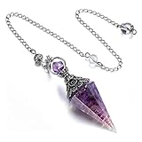 Crystaltears Amethyst Crystal Pendulum Hexagonal Reiki Healing Crystal Points Gemstone Dowsing Pendulum For Divination Scrying Wicca Crystal Therapy