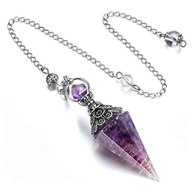 Crystaltears Amethyst Crystal Pendulum Hexagonal Reiki Healing Crystal Points Gemstone Dowsing Pendulum For Divination Scrying Wicca Crystal Therapy