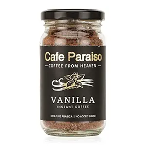 Cafe Paraiso Instant coffee powder - Vanilla flavored - 60 g| No Added Sugar | Vegan|100% Pure arabica