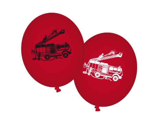 8 Luftballons rot Feuerwehr Feuerwehrfahrzeuge