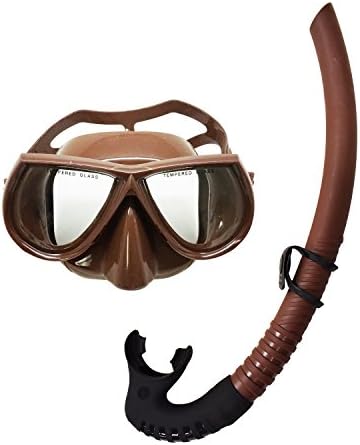 Palantic Brown Free Dive Spearfishing Low Volume Mask & Flexible Snorkel Combo