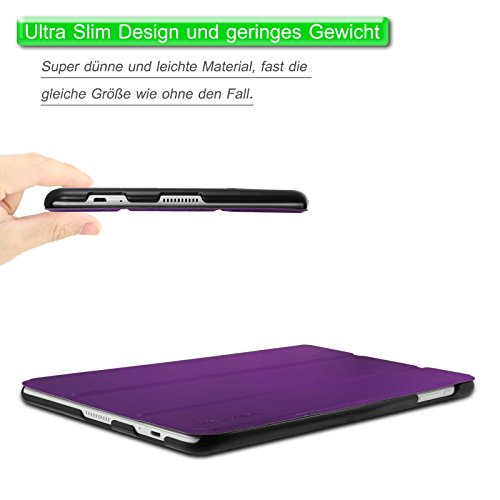 HuaWei MediaPad T2 10.0 Pro Hülle, Infiland Ultra Dünn Tri-Fold Muschel hochwertiges PU Leder Ultra Schlank Superleicht Ständer Shell Cover Schutzhülle Etui Tasche für Huawei MediaPad T2 10.0 Pro 25,7 cm (10,1 Zoll) IPS Tablet PC(Lila) - 5