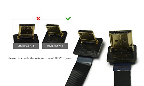 FPV HDMI Kabel Mini HDMI männliche Schnittstelle 90 Grad zum Standard HDMI Mann 90 Grad für bürstenlose Kardanische Handgriff Kardanische Drohne dsrl Kardanische Multicopter Luftbild Fotografie schwarz 20cm - 7