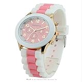 Damen Geneva Silikon Band Jelly Gel Quarz Armbanduhr Pink
