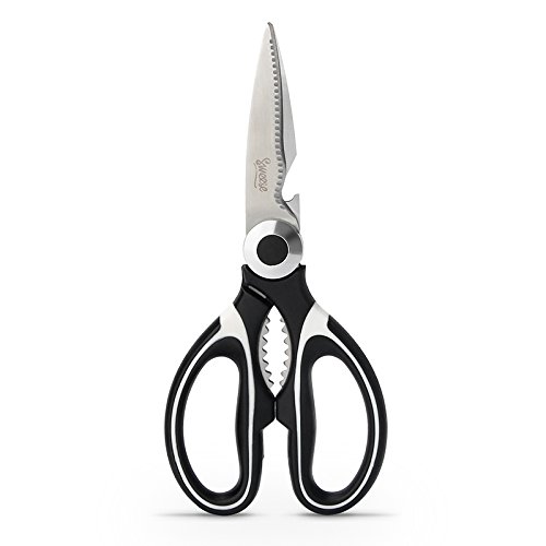 Sweese 3606 Multifunktions Utility Schere, Küchenschere Rostfrei schwarz 19 cm, geeignet für Hähnchen, Fisch, Fleisch, Gemüse