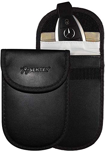 2 x Sentry RFID Bloqueo de señal sin Llave de Entrada de Coche Llavero Fobuches Antirrobo Garantizado Negro 100% Piel sintética máxima protección Faraday Bolsa de Seguridad