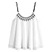 Produktbild Ba Zha HEI Elegant Frauen ärmellose Tank Tops Bestickt Chiffon Cami Top Damen Bluse Elegant Chiffon V-Ausschnitt Transparent Mesh Clubwear Bluse Body T-Shirt Tunika Schulterfrei Bluse (Weiß, M)