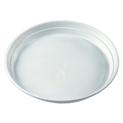 100 Menü-Teller, PP ungeteilt Ø 21,9 cm · 2,6 cm weiss ohne Anfasser Menüteller Einwegteller Plastikteller